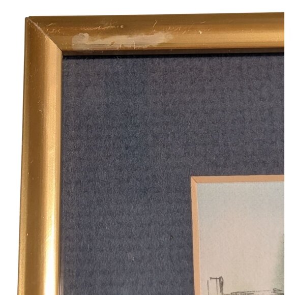 Framed Cityscape Art Watercolor Gold Frame - Picture 5 of 16